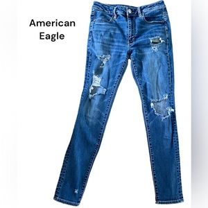 AMERICAN EAGLE AE high rise jegging super stretch ripped jeans 8 regular